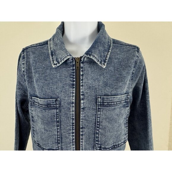 WILD FABLE Women's Acid Wash Denim Zip Front Utility Jumpsuit Sz S - Picture 2 of 5